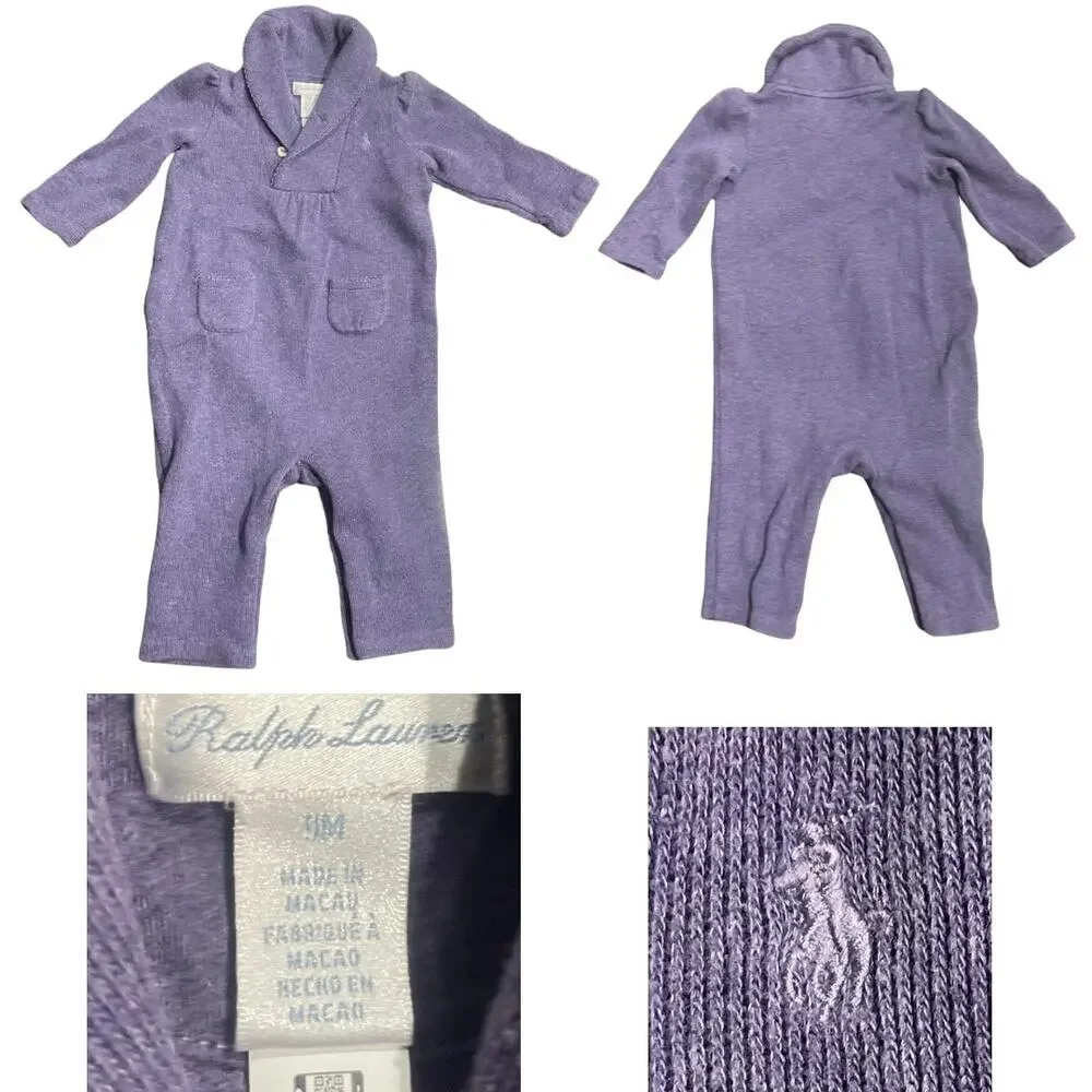 Ralph Lauren Pony Baby Sweater Knit Coverall Lavender Purple 9 Months Kidscore
